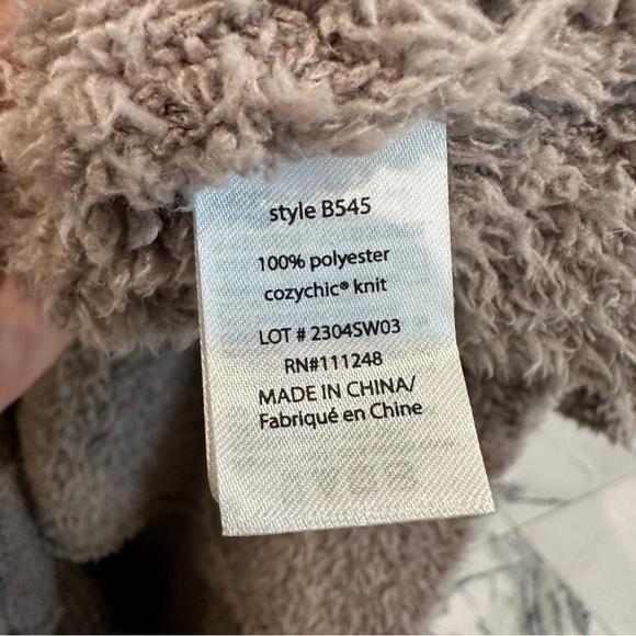 Barefoot Dreams CozyChic Hooded Pullover XS S Taupe Plush Lounge Sweater - Picture 8 of 11